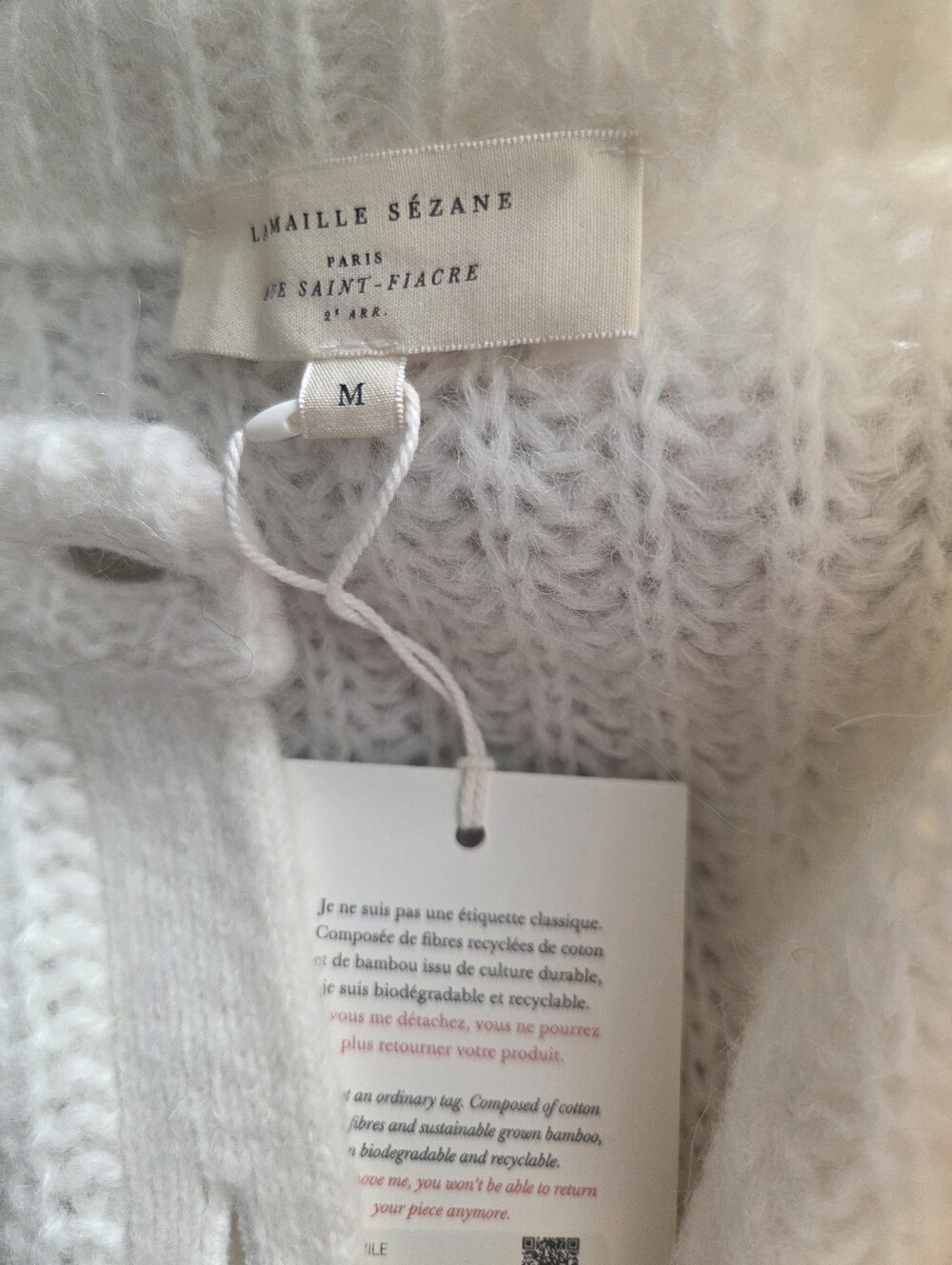 Sezane Cream Ribbed Button-Up Cardigan - Picture 6 of 7
